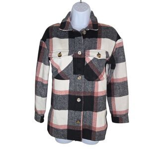 H&M Girl's Plaid Wool Blend Jacket Shacket Size 10